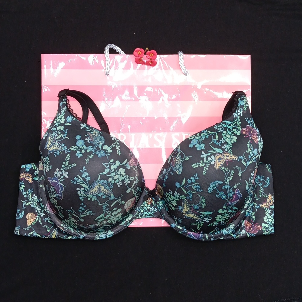 Victoria's Secret Bra with Teal & Purple Floral Print Body By Victoria Size 38B